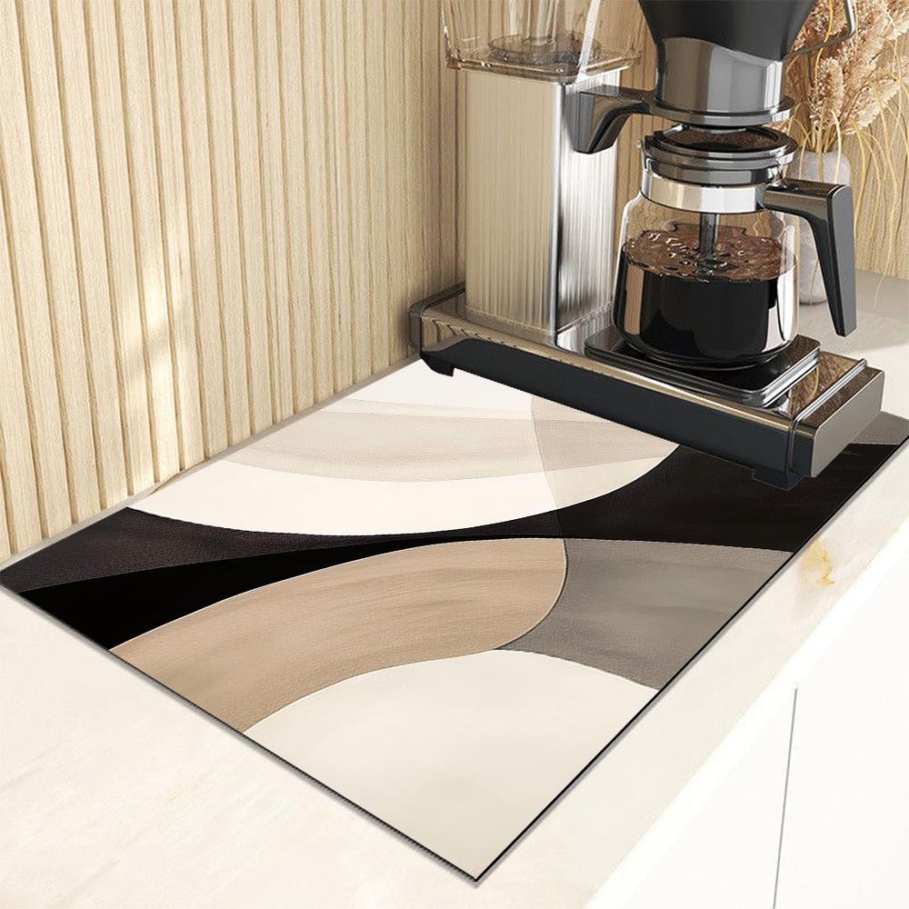 Modern Abstract Geometric Absorbent Dish Drying Mat Decor Multi-Functional Kitchen Counter Dining Table Coffee Machine Pad