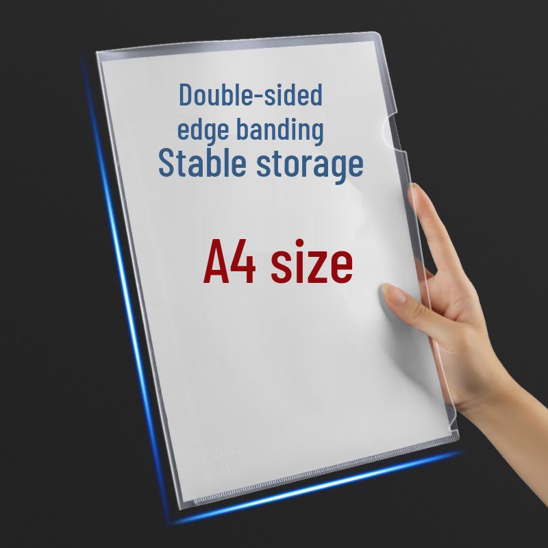 A4 Transparent L-Shaped Clip Folder - Thickened Single-Sheet Resume Protector