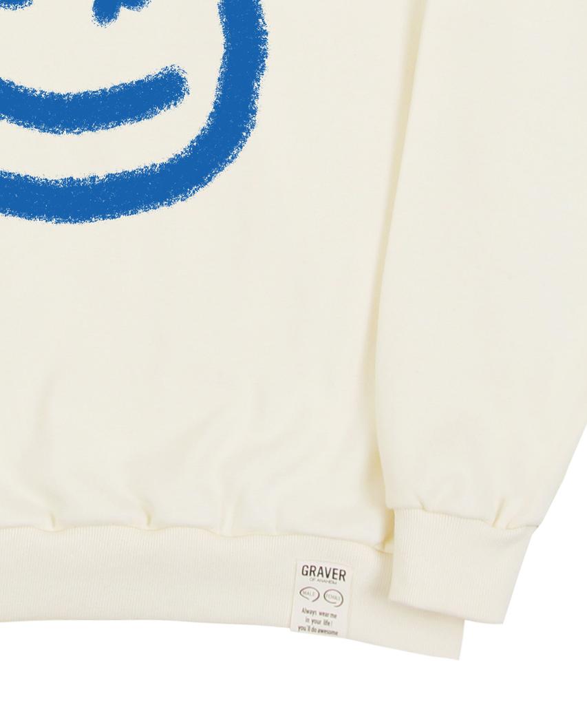 GRAVER [Unisex] Big Dot Smile Spray Sweatshirt_Cream