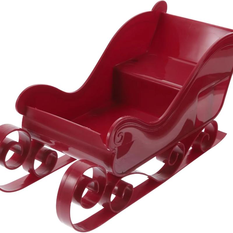 Weihnachtsschlitten Tischdekoration, Kunststoff roter Schlitten Dekoration, Weihnachtsbaum hängender Schlitten.