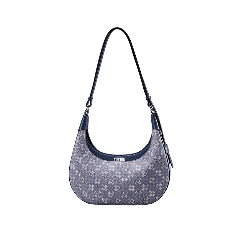 FUFUNI Women s Elegant Monogram Crescent Shoulder Bag