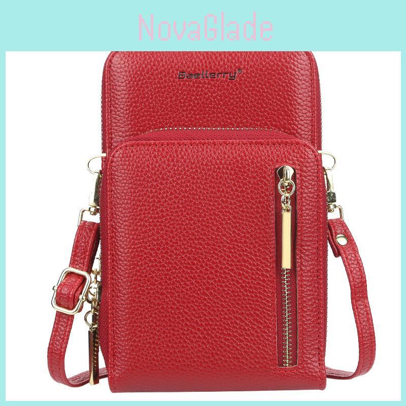 Womens Slim Wallet Pu Material Double Fold Card Holder With Zipper For Casual Outings
