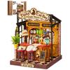 Rolife Kit Casa Miniatura DIY Bar Gato Bêbado Modelo Casa de Bonecas Mini Kit de Construção Quebra-Cabeça 3D de Madeira Brinquedos com Luz LED para Decoração de Casa Presente para Adultos Crianças