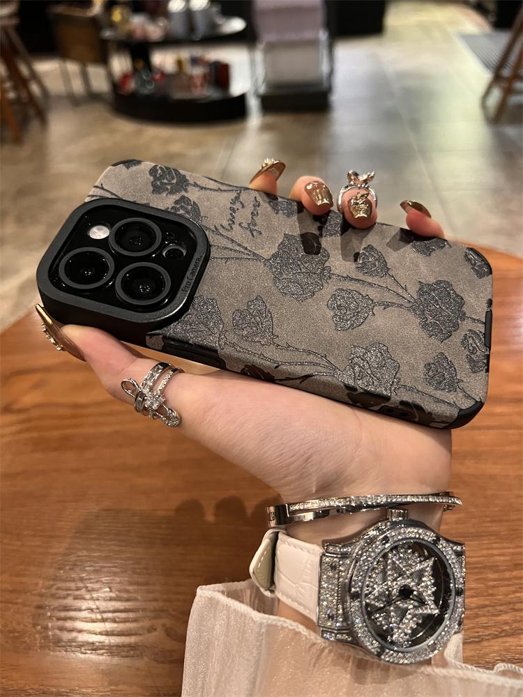 Luxury Soft Cortex Flower Phone Case For iPhone 11 12 13 14 15 Pro Max X Xs Max XR 7 8 Plus Silicone Bumper Cover