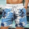 Pantaloni Scurți Casual Supradimensionați pentru Bărbați 2024 cu Șnur Uscare Rapidă Vacanță Hawaii Sport Înot Pantaloni Scurți Imprimați cu Cocotier