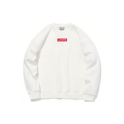 Li Ning Einfarbiges Lässiges Sport-Rundhals-Pullover Langarm-Sweatshirt Unisex-Sweatshirt Off-White AWDRE50-1