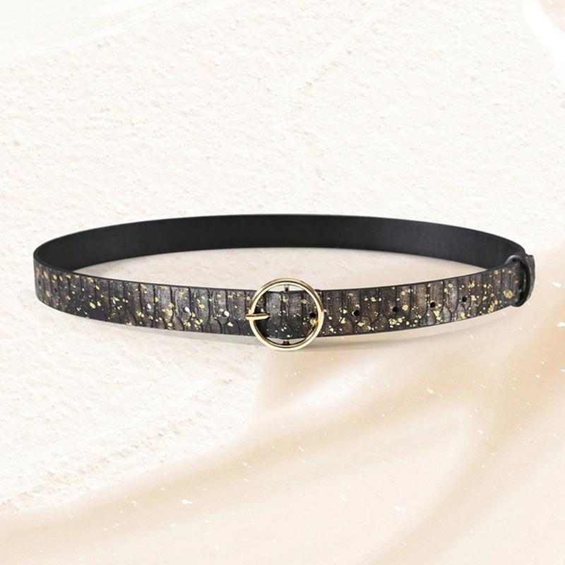 Trendy PU Leather Women Belt with Snakeskin Texture and Splash Color for Dress Pants Casual and Formal Occasion Wear