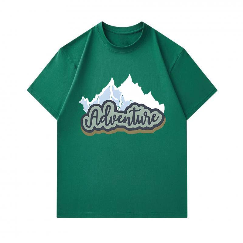 Men's 100% Cotton Crew Neck Short Sleeve T-Shirt, Casual Mountain Adventure Printed Breathable Soft Summer Tee for Daily Outdoor Hiking Travel Wear
