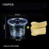 100Pcs 150ml 250ml 300ml Pudding Cups Disposable Packing Box with Lids Plastic Boxes Ice-Cream Dessert Picnic Party Packing