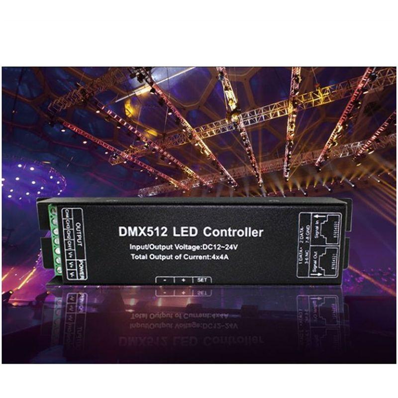 ABNR LED DMX512 4CH Digital Display Decoder Dimming Driver LED DMX512 Decoder For RGBW Strip Light DC12-24V 4A/CH