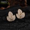 ZAKOL Micro-set Zircon Leaves Shape Stud Earrings For Women Exquisite Fashion Wedding Party Jewelry Accessories Gifts