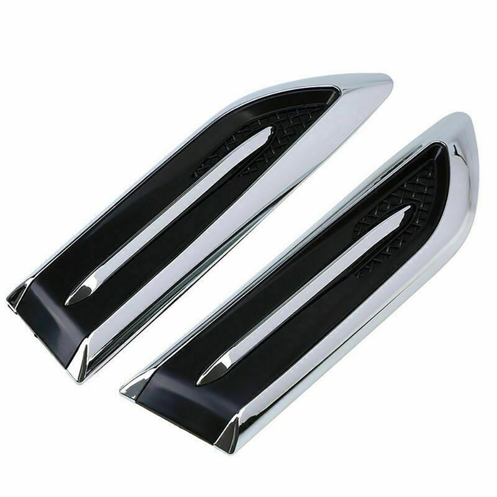 2pcs Universal Car Auto Air Flow Fender Stickers Chrome Side Hood Vent Decals Auto Exterior