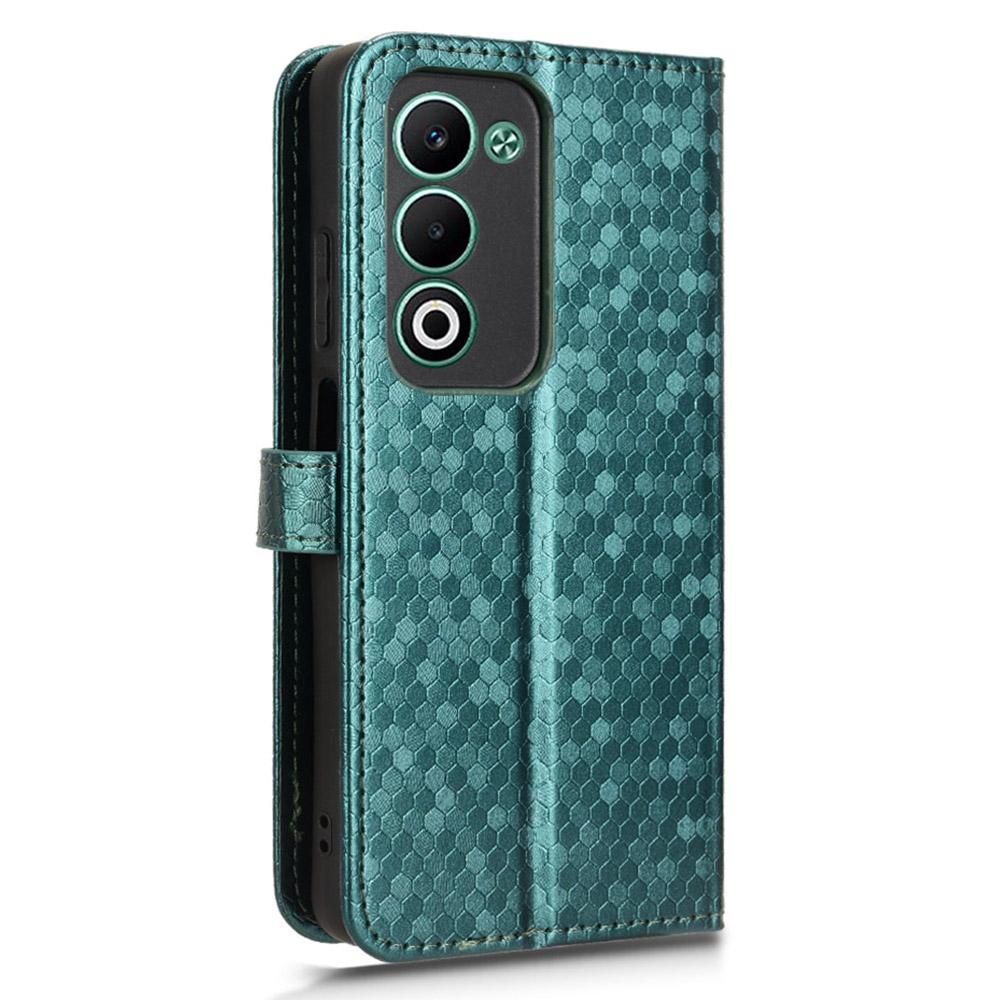 Oppo A5 5G CPH2735/A5 4G CPH2727 için Noktalı Desen Baskılı PU Deri Telefon Kılıfı Bilek Askılı Cüzdanlı Kılıf