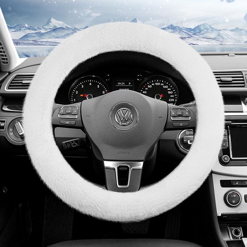 Suitable for Volkswagen Plush Steering Wheel Cover, Autumn and Winter Warm Non-Slip Protective Cover, Golf Tiguan Polo T-Roc Jetta Id.4 Id.3 Atlas