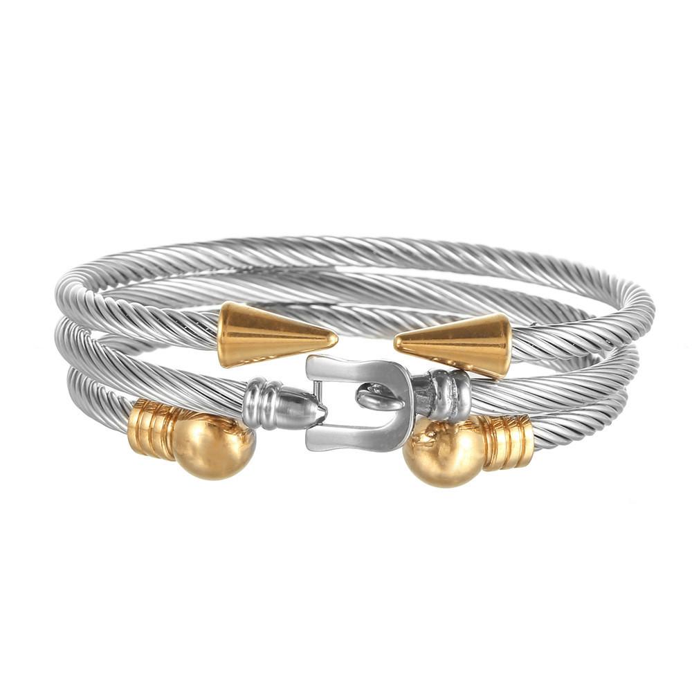 Geometric Stainless Steel Men Women Bracelets With Roman Letter Bead Design For Travel Gift