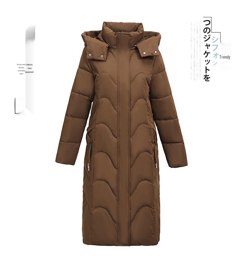 Women's Winter Long Down Cotton Jacket: Over-the-Knee, Mid-Aged & Elderly, Plus Size Thickened Padded Coat