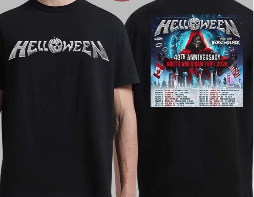 Helloween 40th Anniversary North American Tour 2026 Schedule Dates T-Shirt Unisex T-Shirt XXL