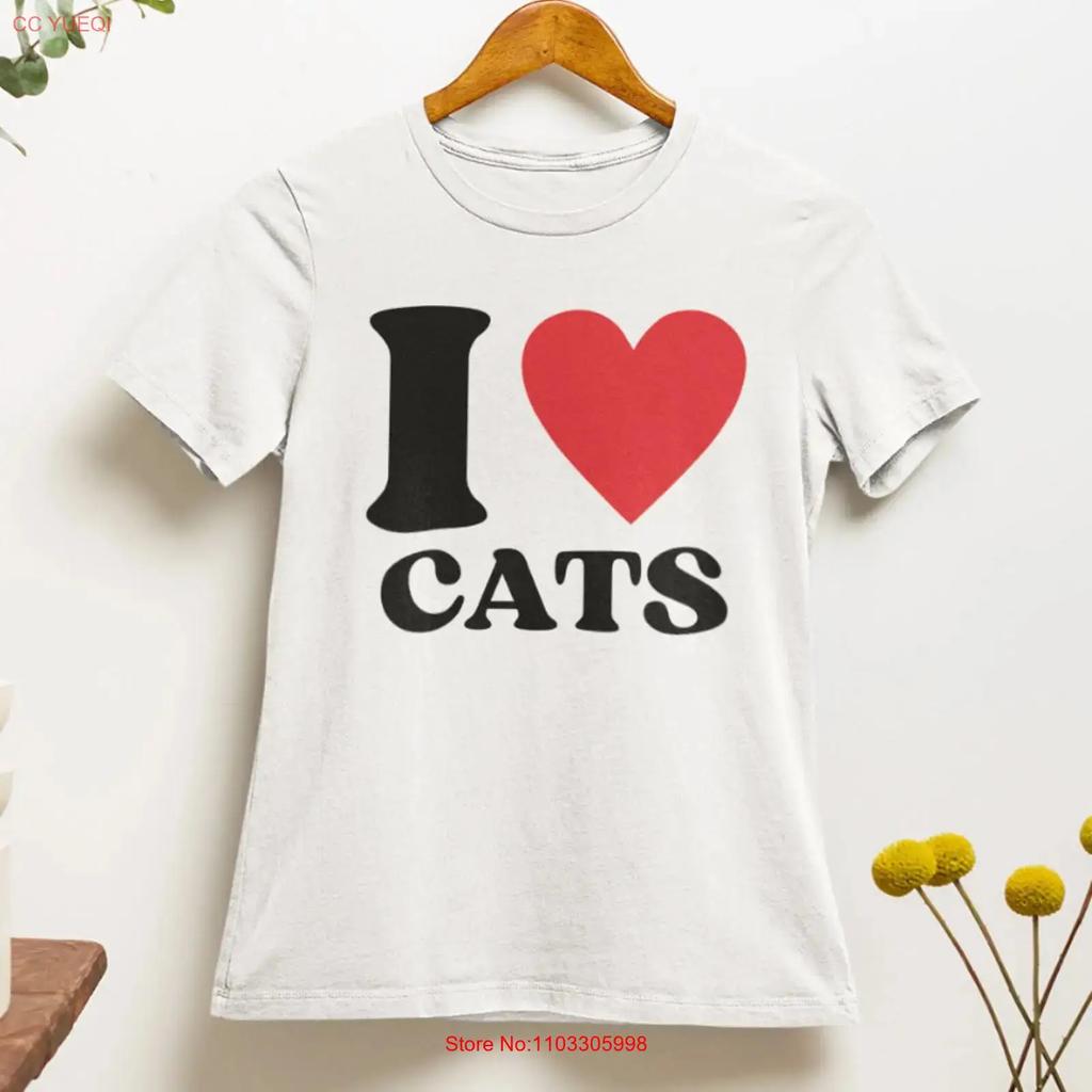 I Love Cats T Shirt Retro Y2k 90s Aesthetic Style Vintage Soft Top For Everyday Wear Stretched Stylish Fashion Slightly
