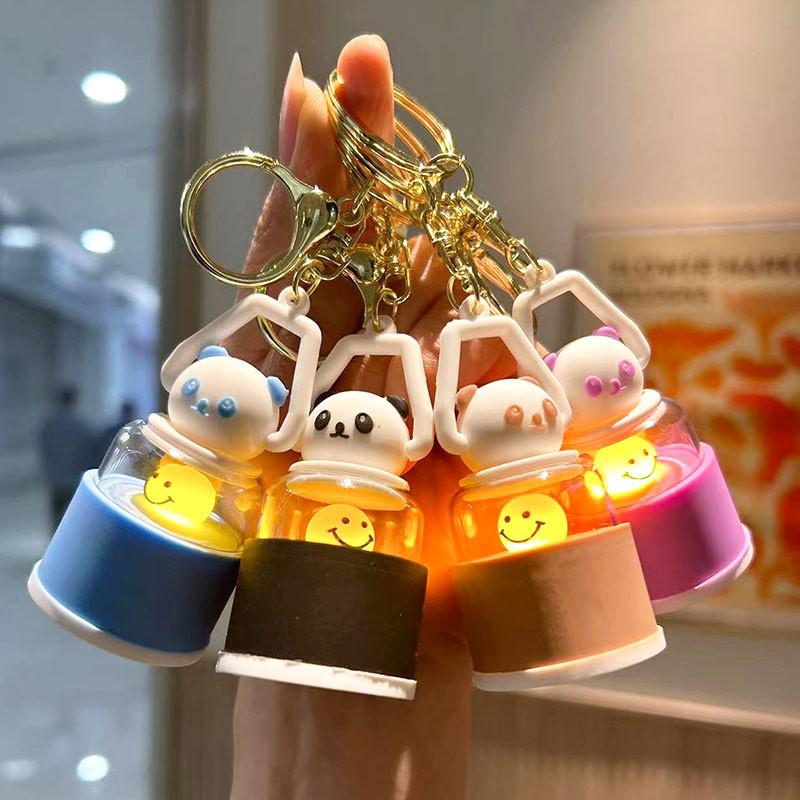 Adorable Glowing Panda Keychain Cute Silicone Cartoon Accessory For Gifts And Parties