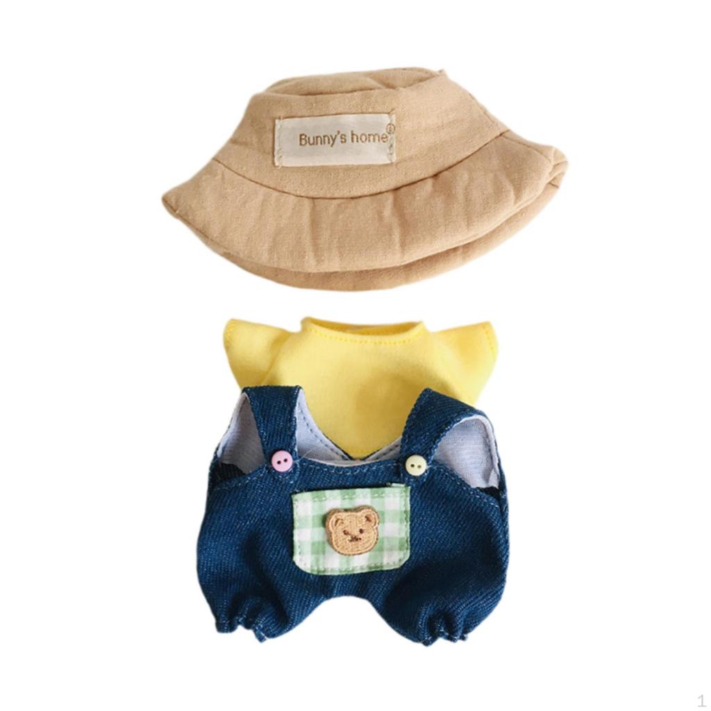 Ubranka dla lalek dla 17cm pluszowych akcesoriów DIY kostiumy kreskówkowe różowe kombinezony w kratę