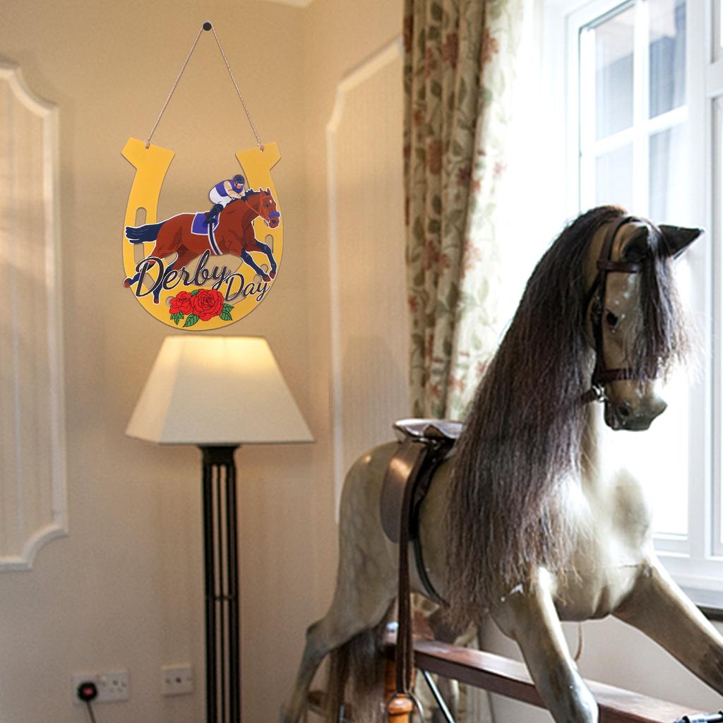 Kentucky Horse Racing Derby Ornaments Derby Day Wooden Front Door Sign Run For The Roses Door Hanger Jockey Horseshoe Porch Hang