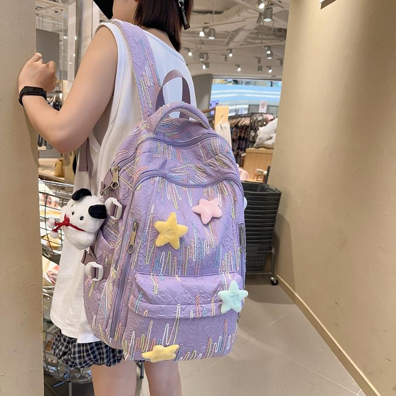 Красочный студенческий школьный рюкзак с вышивкой — фото 14