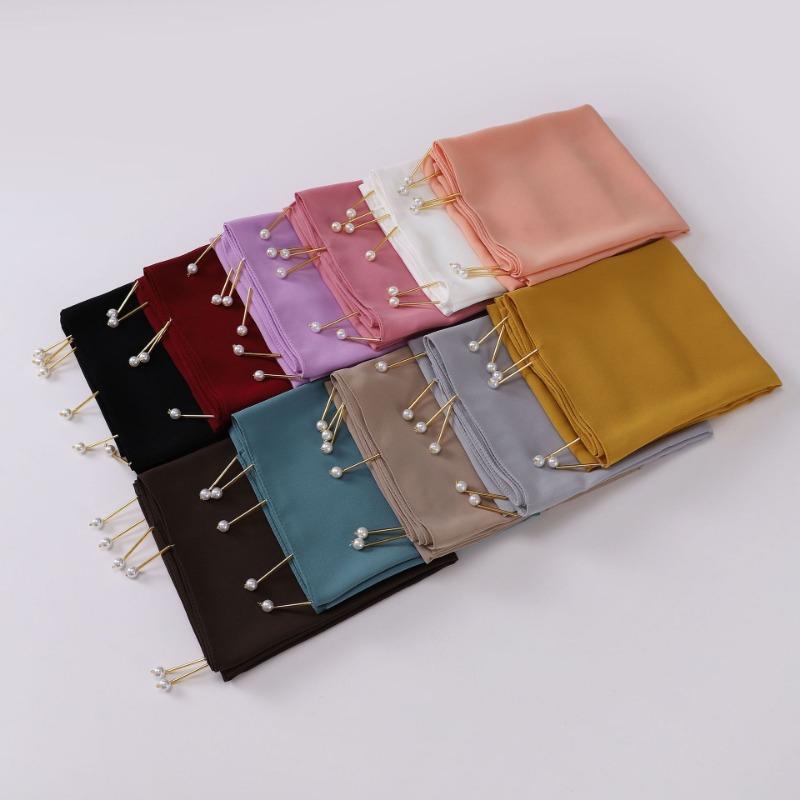 New Handmade Pearl Chiffon Scarf With Copper Tube For Women