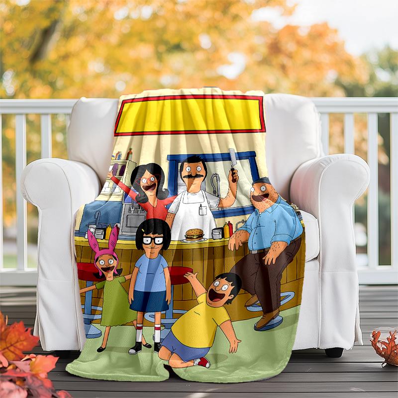 Bob's Burgers Theme Printed Blanket - Perfect for Couch, Bed, Travel & Outdoor Use | Machine Washable, Cozy & Durable.