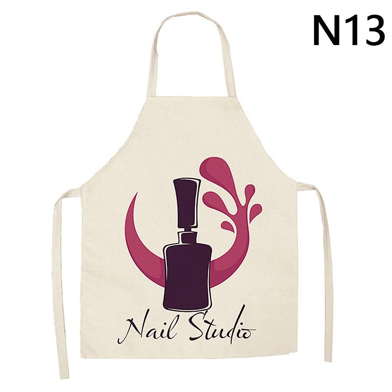 Nail Polish Lipstick Beauty Kitchen Women Apron Household Cleaning Cotton Linen Pinafore Salon Home Cooking Baking Adult Bib