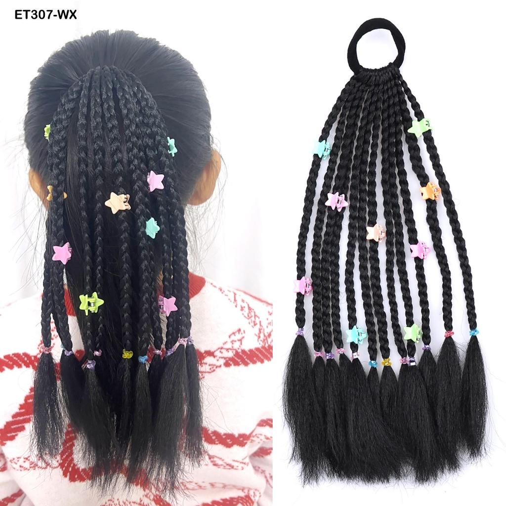 Synthetic 12braids Braided Ponytail Hair Extension For Women/Kids Hair Braids Extensions Hairpieces Ponytails