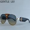 Steampunk Oversized Vintage Pilot Sunglasses Women 2026 Luxury Brand Oval Shield Eyewear Goggle Shades Driving Leather Sunglass