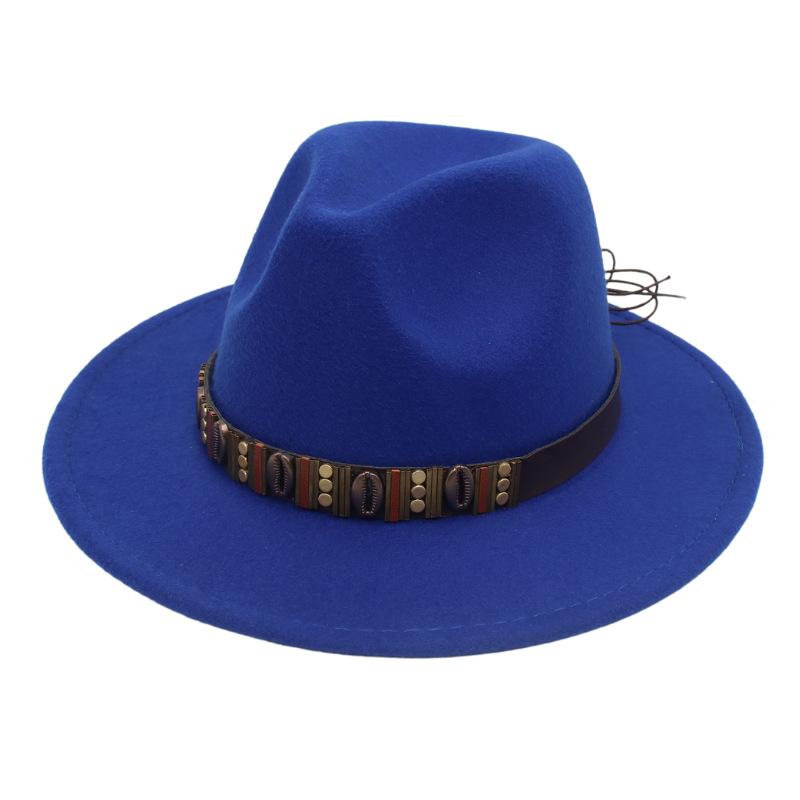 Ethnic Jazz Hat Metal Shell Belt Accessories Top Hat Dress Concave Gentleman Hat