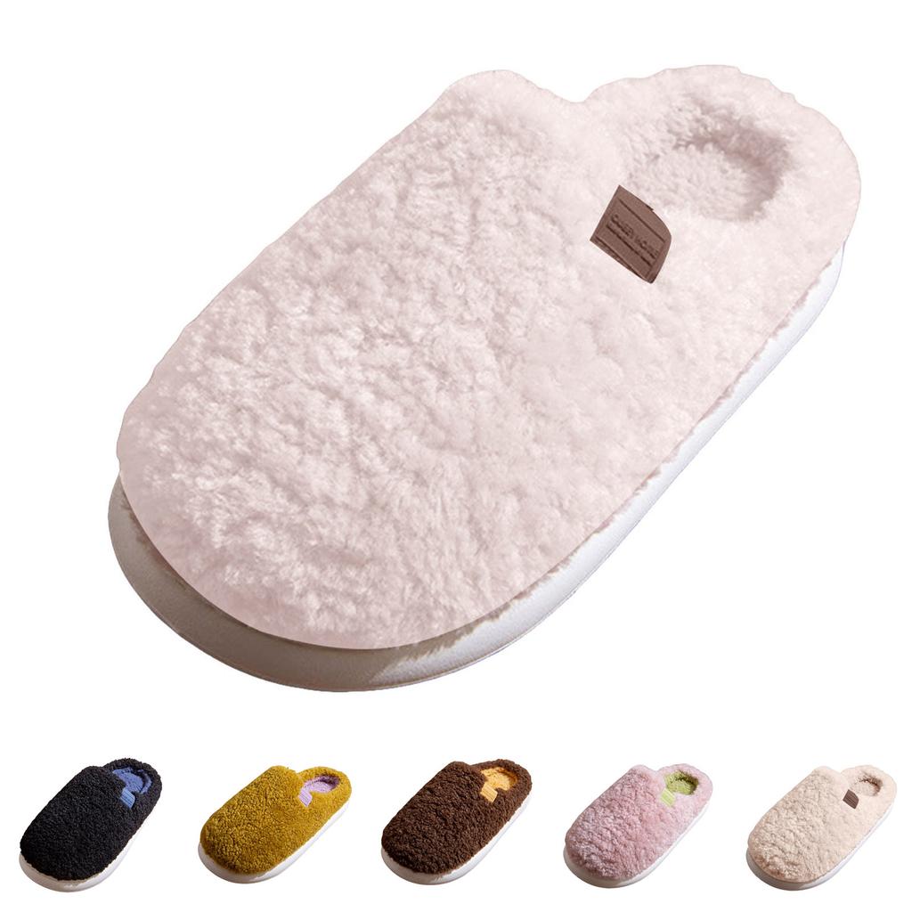 Unisex Couple Warm Fleece Lined Home Slippers Fashionable Casual Plush Closed Toe Open Heel Slippers Women Slippers Memory Foam