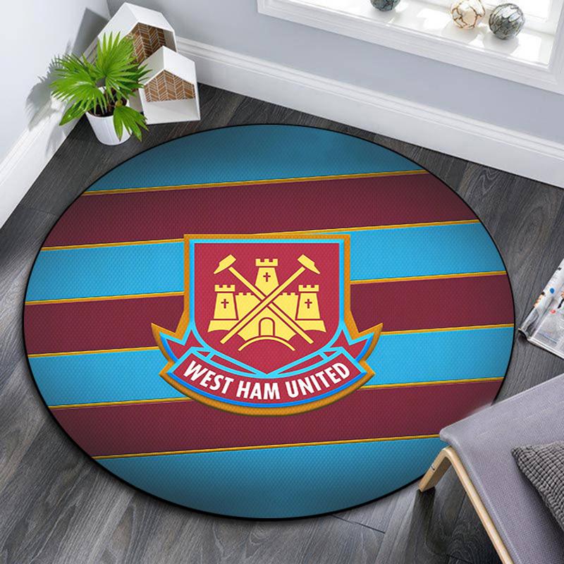 West Ham United2 Round Area Rug,Carpet Rug for Living Room Bedroom Sofa Playroom Decor,Non-slip Floor Mat