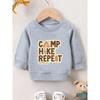 European Sizes Camping-Themed And Letter Print Design, Comfortable And Durable Sweatshirt for Baby Kids Aged 0-3 Years, Suitable for Spring And Autumn