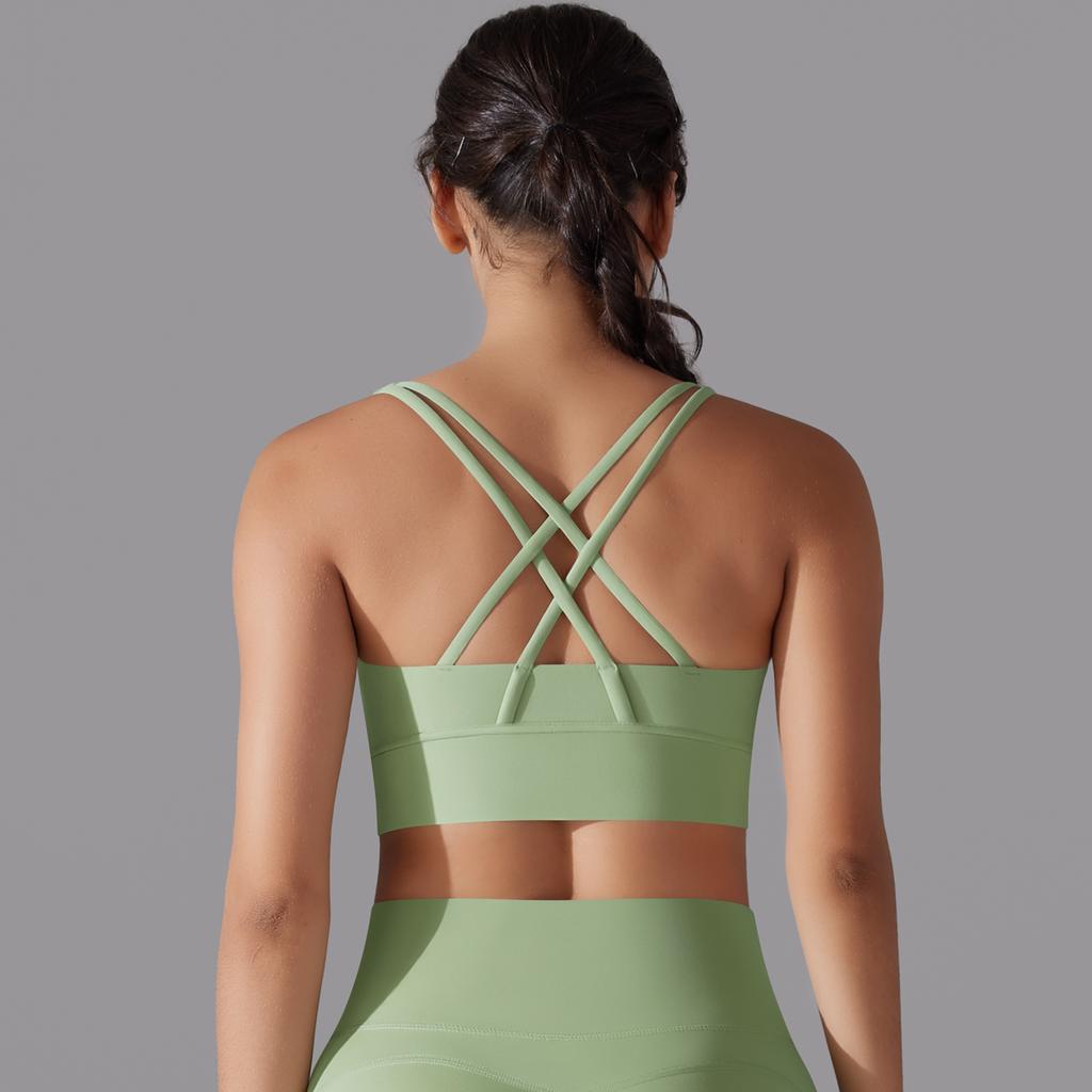 Nessaj Pustende Løpesportsvest Kvinner Push Up Yoga BH Back Cross Gym Fitness Undertøy