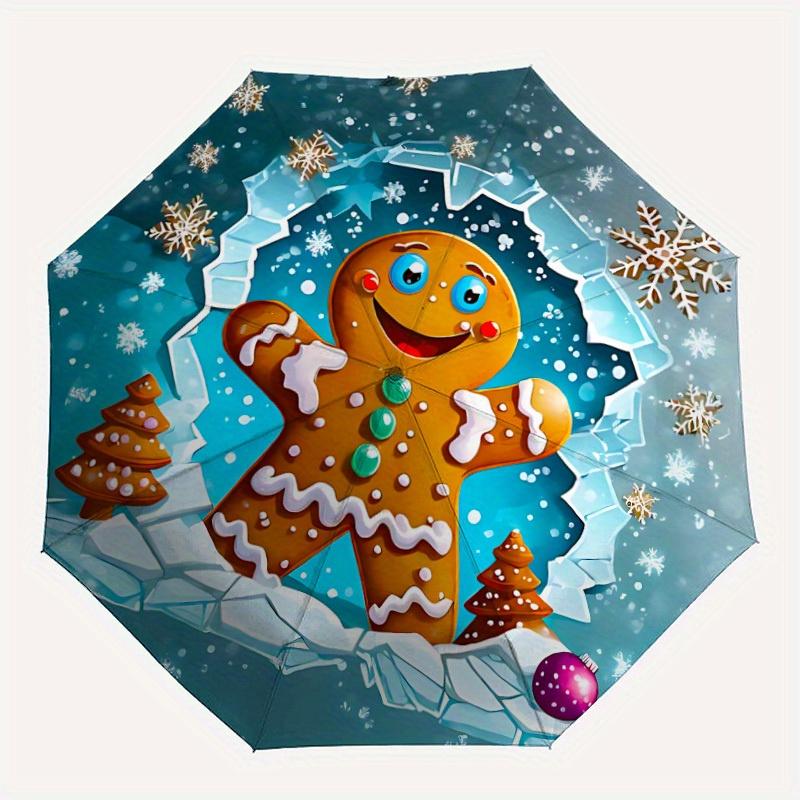 

1pc Gingerbread Man Auto Open/Close Umbrella, Portable Folding umbrella for Everyday Use y250826018