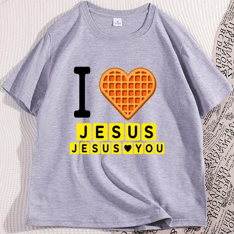 I Love Jesus T Shirt Unisex Unisex Cotton Short Sleeve Breakfast Tshirt Unisex Casual Round Neck Tshirts Oversized Streetwear