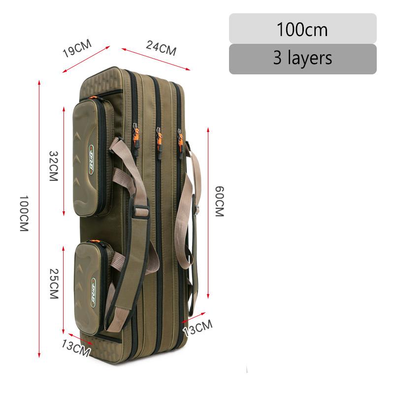 80cm/90cm/100cm/120cm Fiskestangvesker Vanntett 3/4 Lag Oppbevaringsveske for Fiskesneller Utstyr Agnveske Ryggsekk med Stor Kapasitet