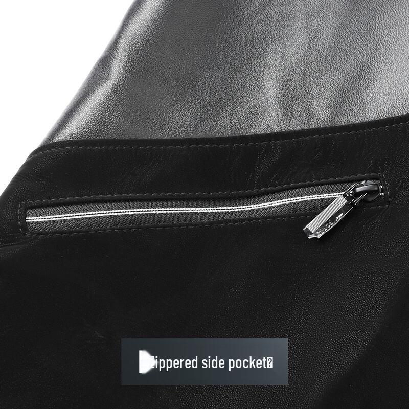 Futing Men's Premium Sheepskin Lapel Leather Jacket