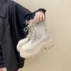 Fashion British style short boots fashion boots women's autumn and winter design sense inner height increase casual tooling boots retro Martin boots t