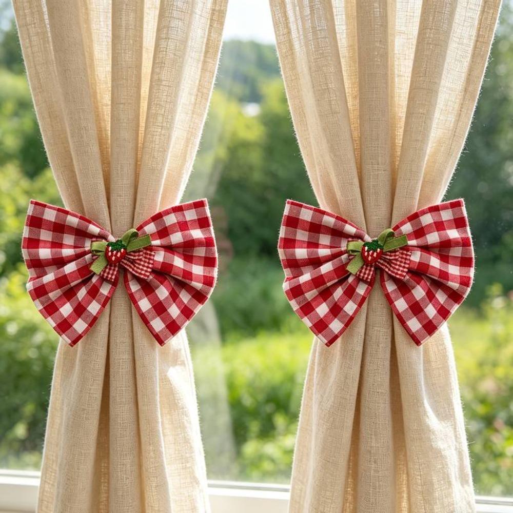 Adjustable Curtain Binding Straps Strawberry Design Curtain Buckle Living Room