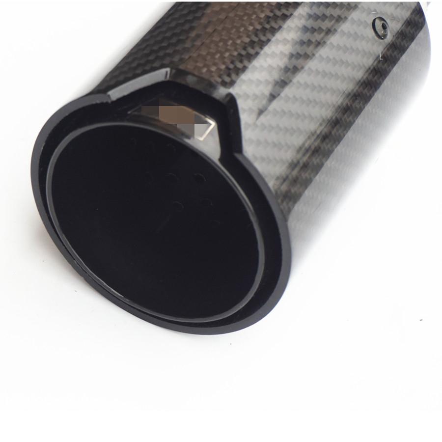 Pair All Full Glossy Black Universal Car 100% Real Carbon Fiber Exhaust End Tips for BMW 2.5'' In, 3.5'' Out With Logo