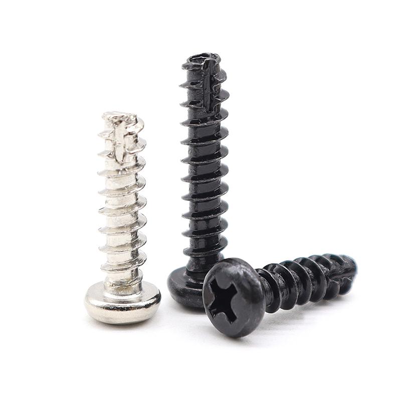 Viti autofilettanti a coda di taglio con impronta a croce Phillips M2 M2.3-M4 Acciaio al carbonio nichelato/nero Testa tonda