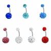 Zircon Crystal Ball Belly Button Rings Stainless Steel Shiny Body Jewelry  Accessories