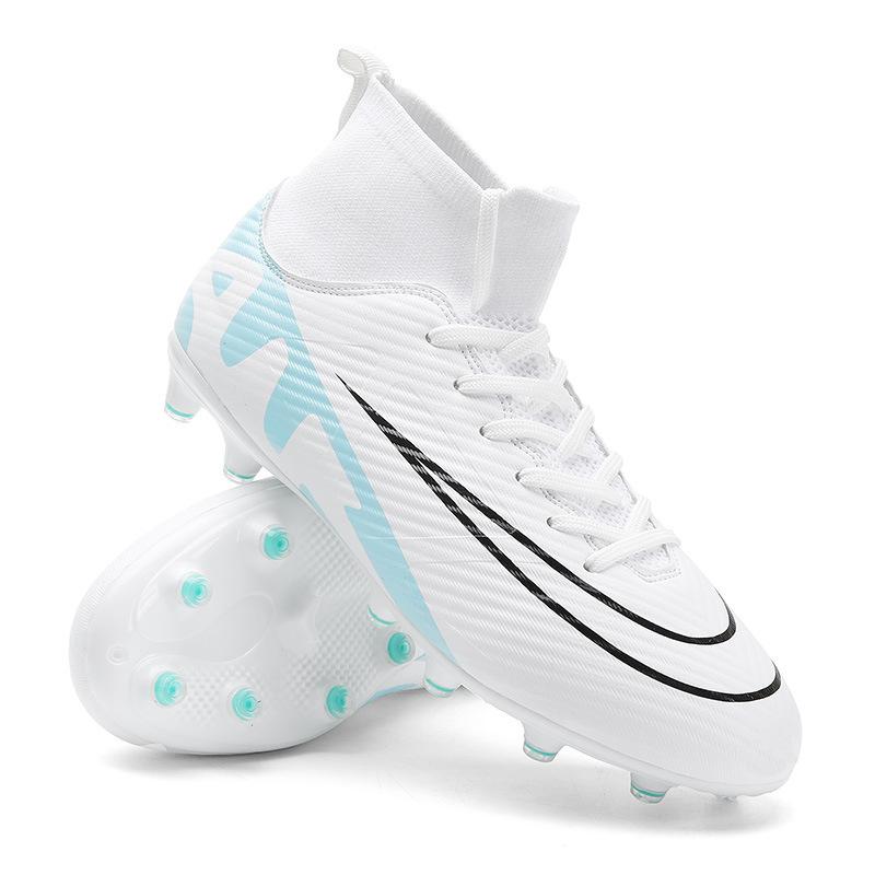 

High-top football shoes fg nails artificial turf tf broken nails male and female adolescent students leather foot training shoes 35