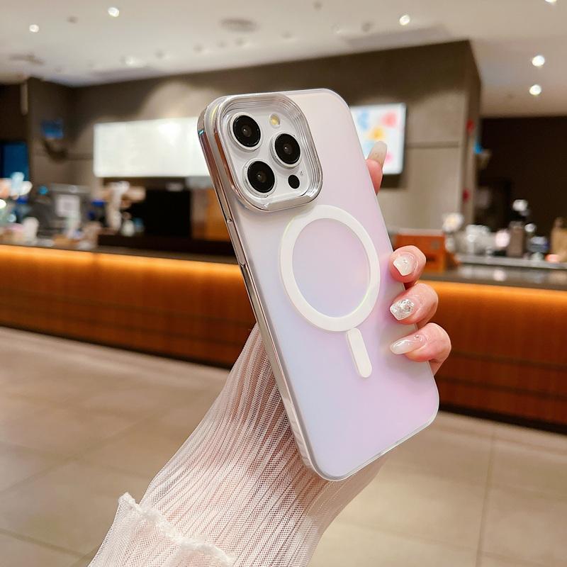 For Iphone 15 14 13 12 Pro Max Shockproof Wireless Charge For Magsafe Magnetic Slim Pc Hybird Tpu Plain Color Phone Case Cover