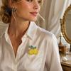 Decorative Brooch Pin Double Lemon Rhinestone Pin, Yellow Lapel for Women Men, Alloy Fruit Badge Jewelry Suit Jackets and Bags Theme