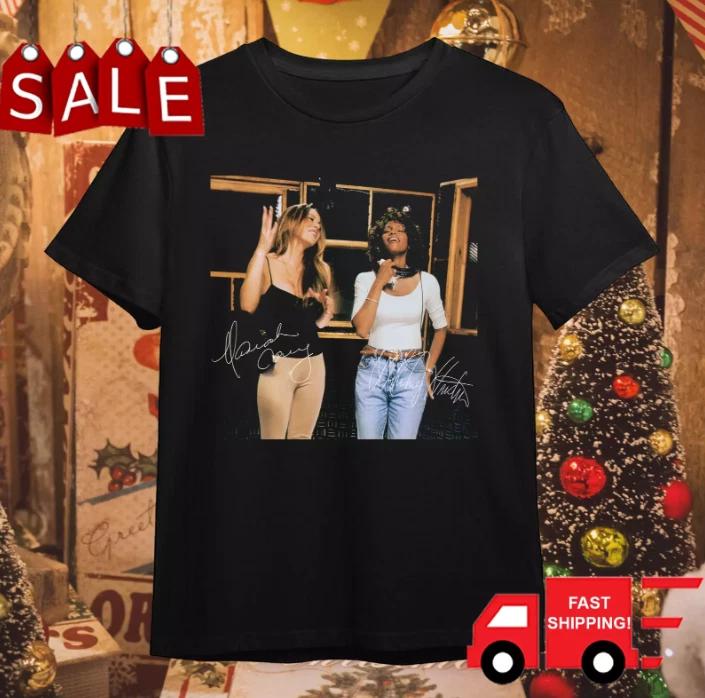 Whitney Houston Mariah Carey Live Signature Shirt Black S-3XL - Free Shipping 4XL