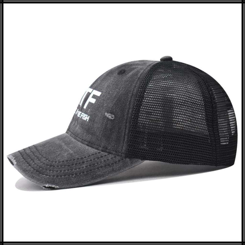 Baseball English CZA423 [White Fang] Hat, Cap, Cap, Breathable, Mesh, Letters, Stylish, Simple, Men's, Women's, (Gray)